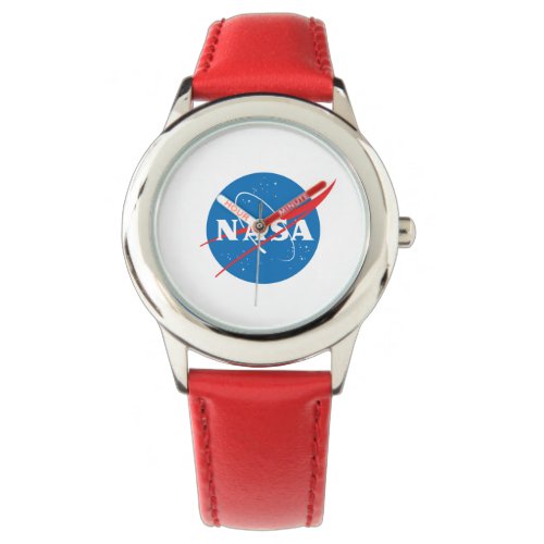 Iconic NASA Kids Watch Red Leather Strap