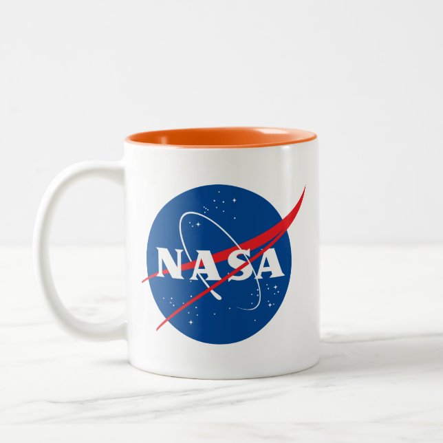 Iconic NASA Launch Orange Trim Ceramic Mug (Left)