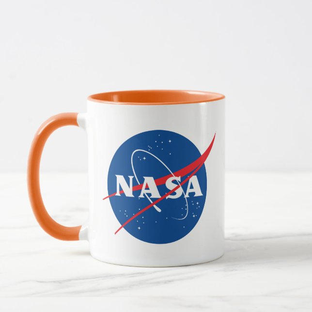 Iconic NASA Launch Orange/White Ceramic Mug (Left)