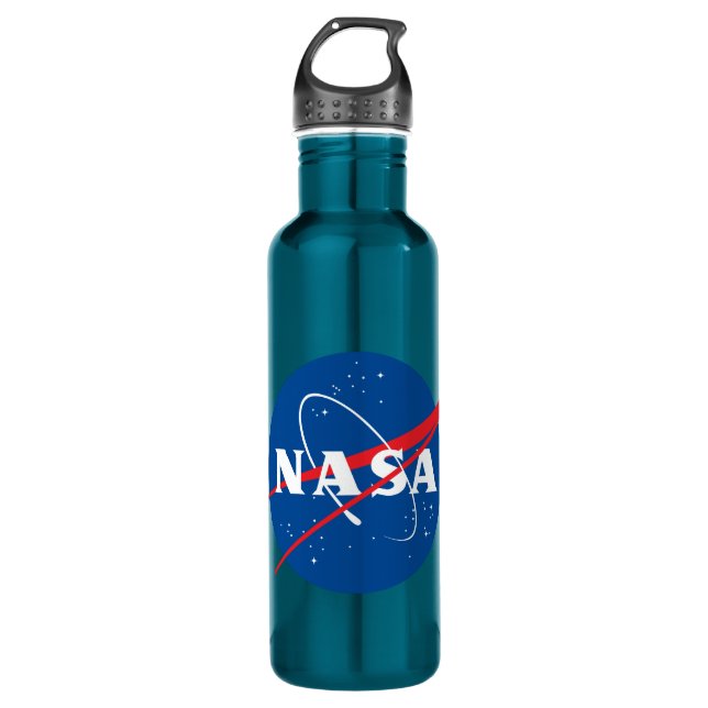 Iconic NASA Neptune Blue 24 oz Stainless Steel Water Bottle (Front)