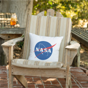 Iconic NASA Rocket White 16” x 16” Throw Outdoor Pillow