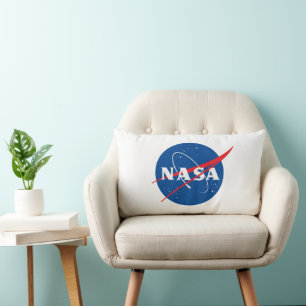 Iconic NASA Rocket White Grade A Cotton 13” x 21” Lumbar Pillow