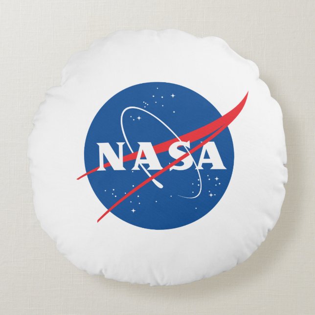Iconic NASA Rocket White Grade A Cotton 16” Round Pillow (Front)