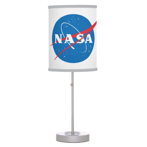 Iconic NASA Table Lamp Linen Shade Gray Trim