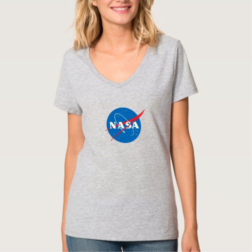 Iconic NASA Womens Gray T_Shirt Fitted V