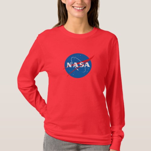 Iconic NASA Womens Long Sleeve T_Shirt Red