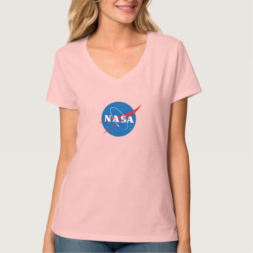 Iconic NASA Womens Pink T_Shirt Fitted V