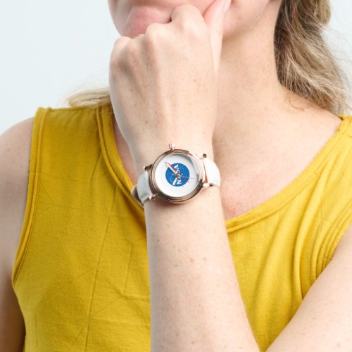 Iconic NASA Womens Watch White Leather Strap