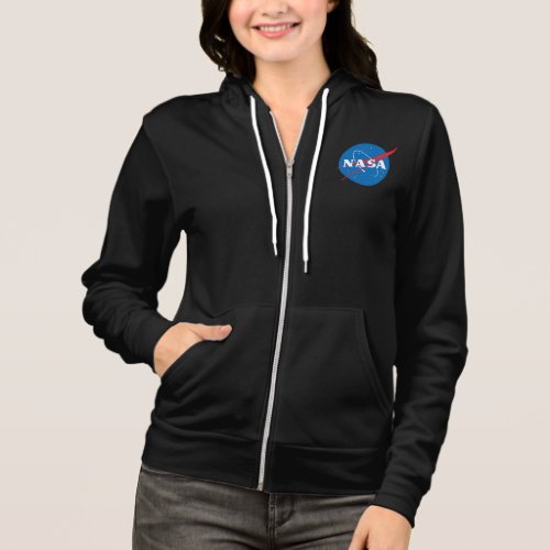 Iconic NASA Womens Zip Hoodie Eclipse Black
