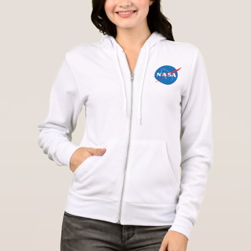 Iconic NASA Womens Zip Up Hoodie Rocket White