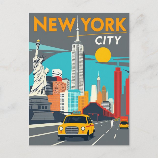 Iconic New York City Yellow Cab Postcard (Front)