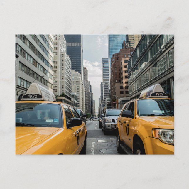 Iconic New York City Yellow Taxi Cabs Postcard (Front)