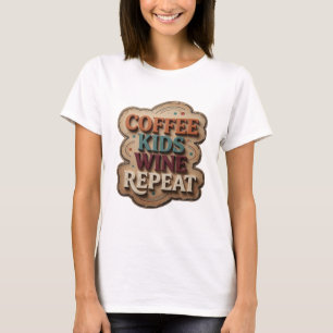 Iconic Orange COFFEE KIDS WINE REPEAT Slogan Tee