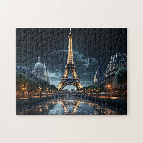 Iconic Paris Landmark Eiffel Tower and Seine River Jigsaw Puzzle