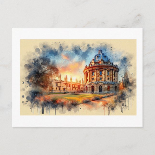 Iconic Radcliffe Oxford at Sunset,  Postcard (Front)