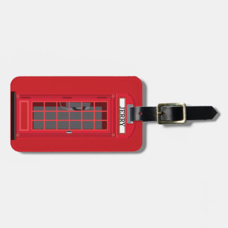 Iconic Red London Phone Booth with name reversible Luggage Tag