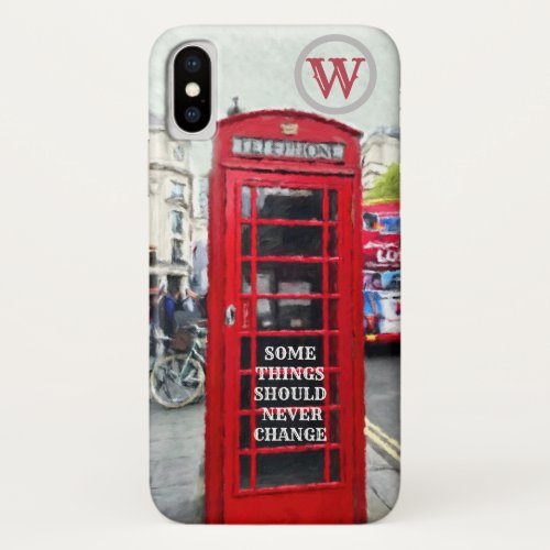 ICONIC RED PHONE BOOTH LONDON UK MESSAGE INITIAL  iPhone X CASE