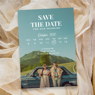 Iconic retro photo wedding  save the date
