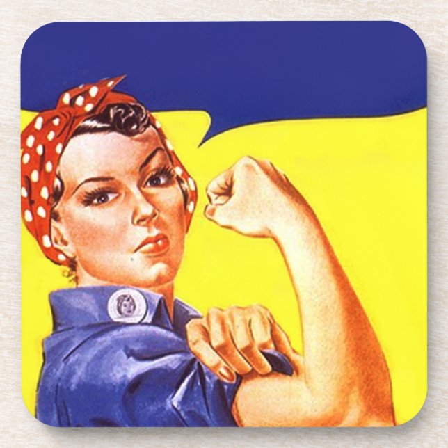 Iconic Rosie the Riveter Blank Muscle Barware Beverage Coaster (Front)