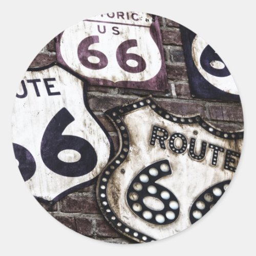 Iconic Route 66 Classic Round Sticker