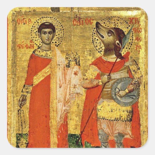 Iconic Saint Christopher with Soldier Square Sticker (Front)