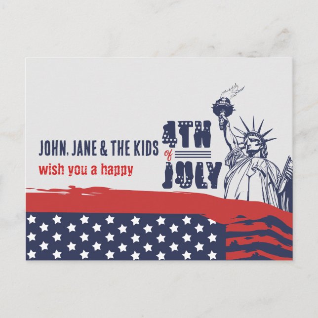 Iconic Salute to Liberty, 4th of July Holiday Postcard (Front)