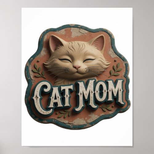 Iconic Silver CAT MOM Poster