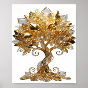 Iconic Silver GOLDEN TREE OF LIFE Text Design Poster