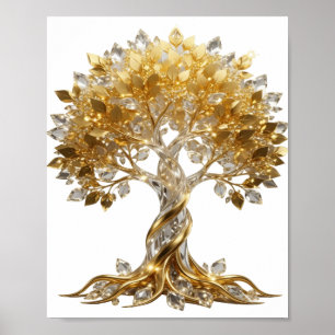 Iconic Silver GOLDEN TREE OF LIFE Text Design v2 Poster
