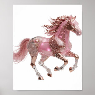 Iconic Silver PINK GLITTERING HORSE Poster