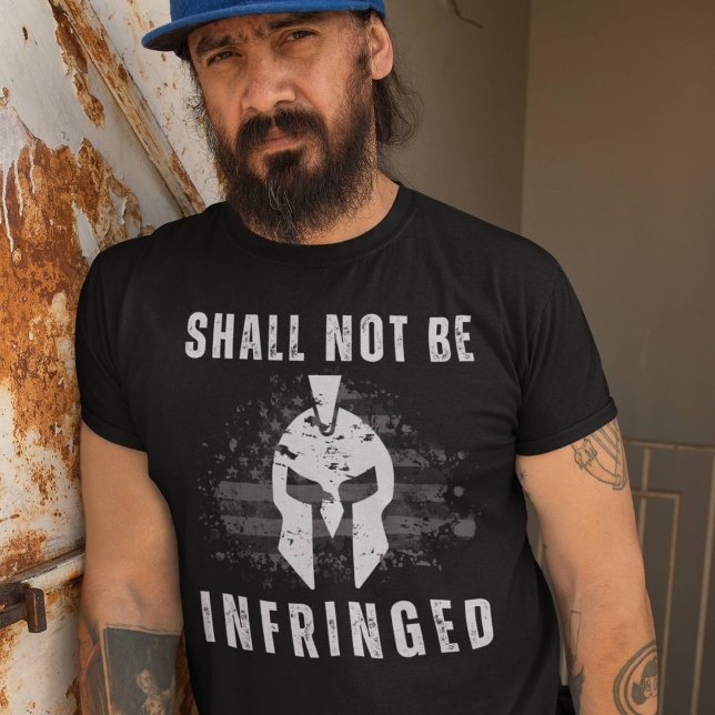 Iconic Spartan Helmet Shall Not Be Infringed 2A T-Shirt (Design available in many apparel types, sizes, colors and additional products. )