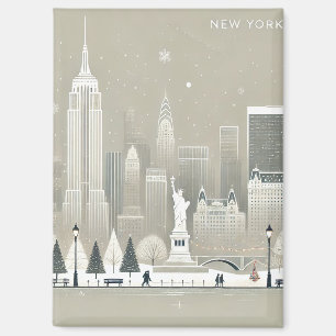 Iconic Statue of Liberty & NYC Skyline Holiday  Magnet