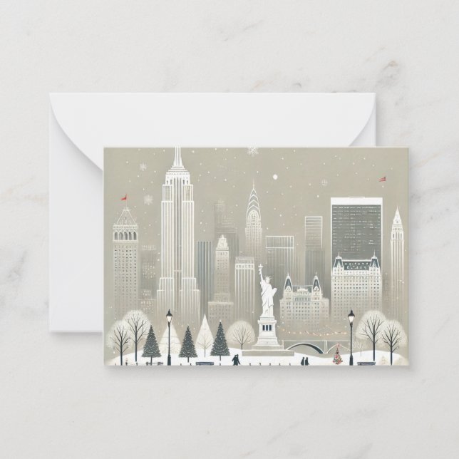 Iconic Statue of Liberty & NYC Skyline Holiday  Note Card (Front)