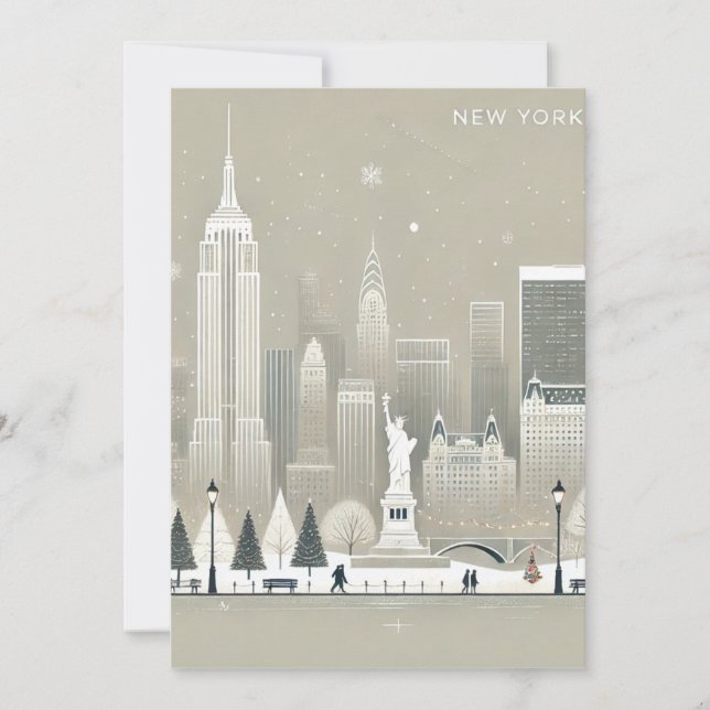 Iconic Statue of Liberty & NYC Skyline Holiday  Thank You Card (Front)