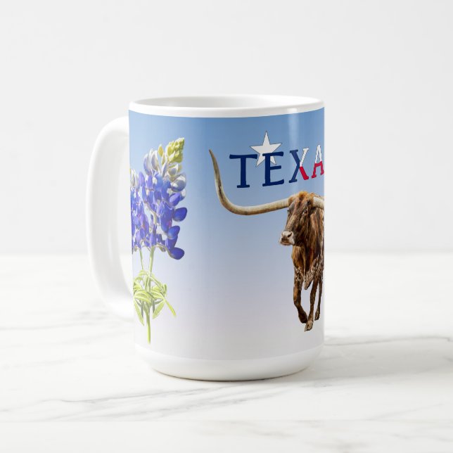 Iconic Texas on light blue, Mug (Front Left)
