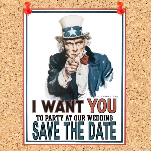 Iconic Vintage Uncle Sam Save The Date Announcement Postcard