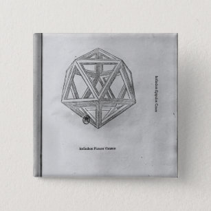 Icosahedron, from 'De Divina Proportione' Button