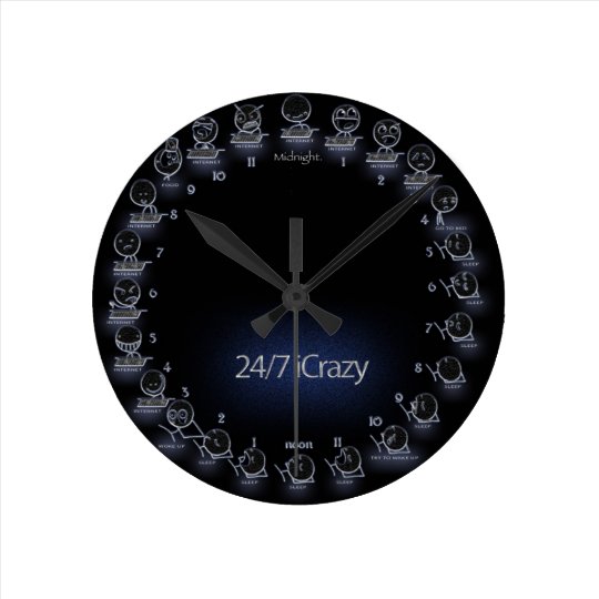 "iCrazy" Geek 24 Hour Schedule Wall Clock