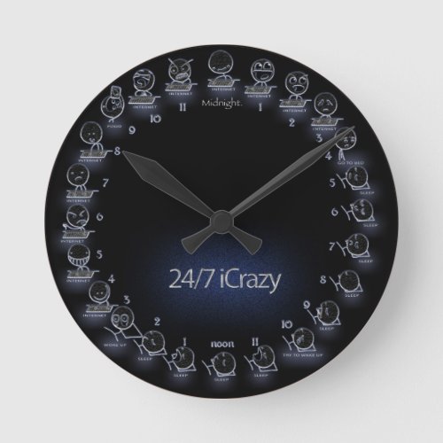 iCrazy Internet Geek 24 Hour Schedule Wall Clock