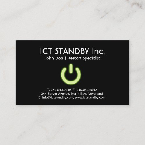 ICT cool green glow business card Standby