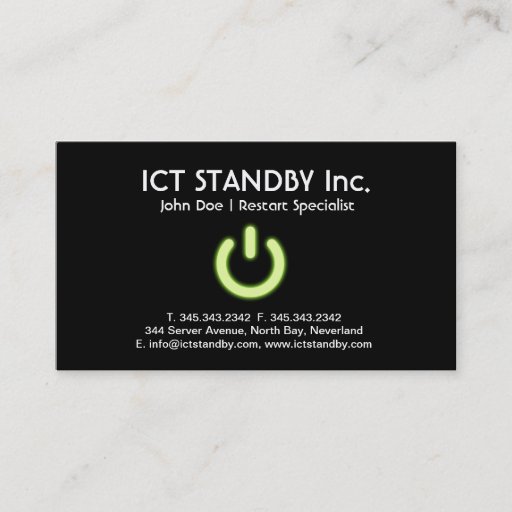 Customizable ICT cool green glow business card Standby