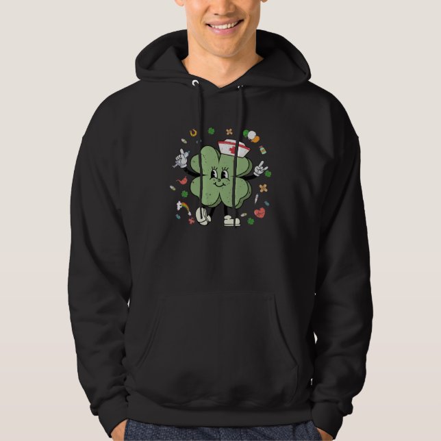 ICU CRNA Nurse St Patricks Day Nursing Pharmacist Hoodie (Front)