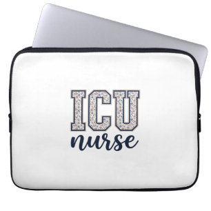 ICU Nurse Floral Varsity Shirt Design_1 Laptop Sleeve