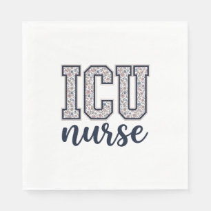 ICU Nurse Floral Varsity Shirt Design_1 Napkins