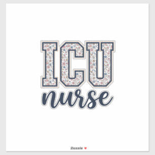 ICU Nurse Floral Varsity Shirt Design_1 Sticker