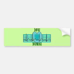 ICU Nurse Gifts,  QRS & Heart Design Bumper Sticker