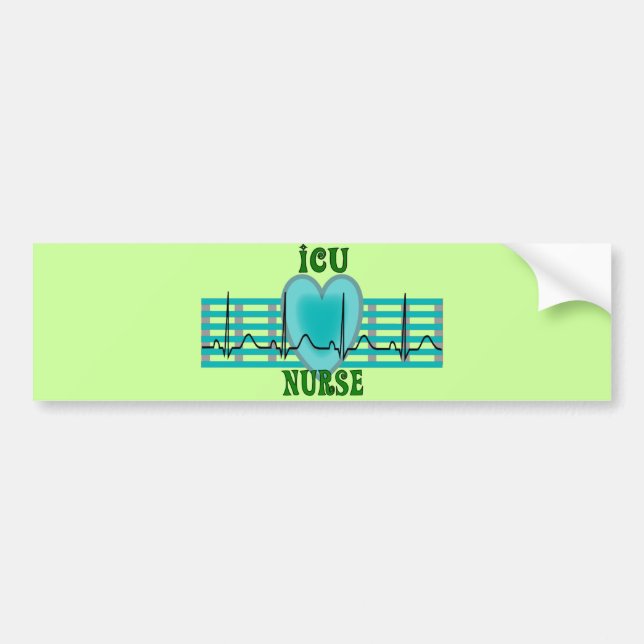 ICU Nurse Gifts,  QRS & Heart Design Bumper Sticker (Front)