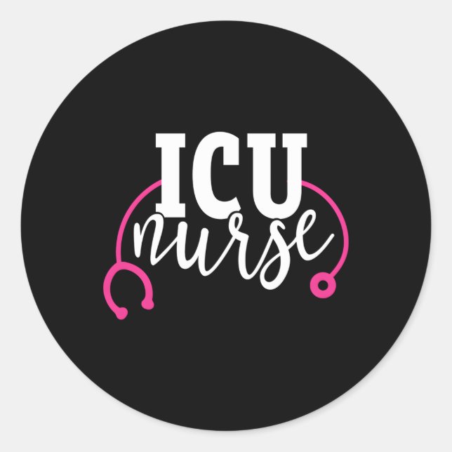 Icu Nurse K Stethoscope Intensive Care Unit Rn Classic Round Sticker (Front)