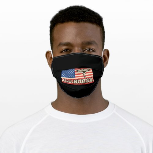 ICU Nurse Medicine Emergency American Flag Funny Adult Cloth Face Mask