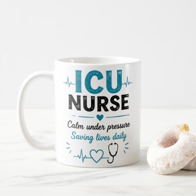 ICU Nurse Mug Funny Nurse Gift Intensive Care (With Donut)